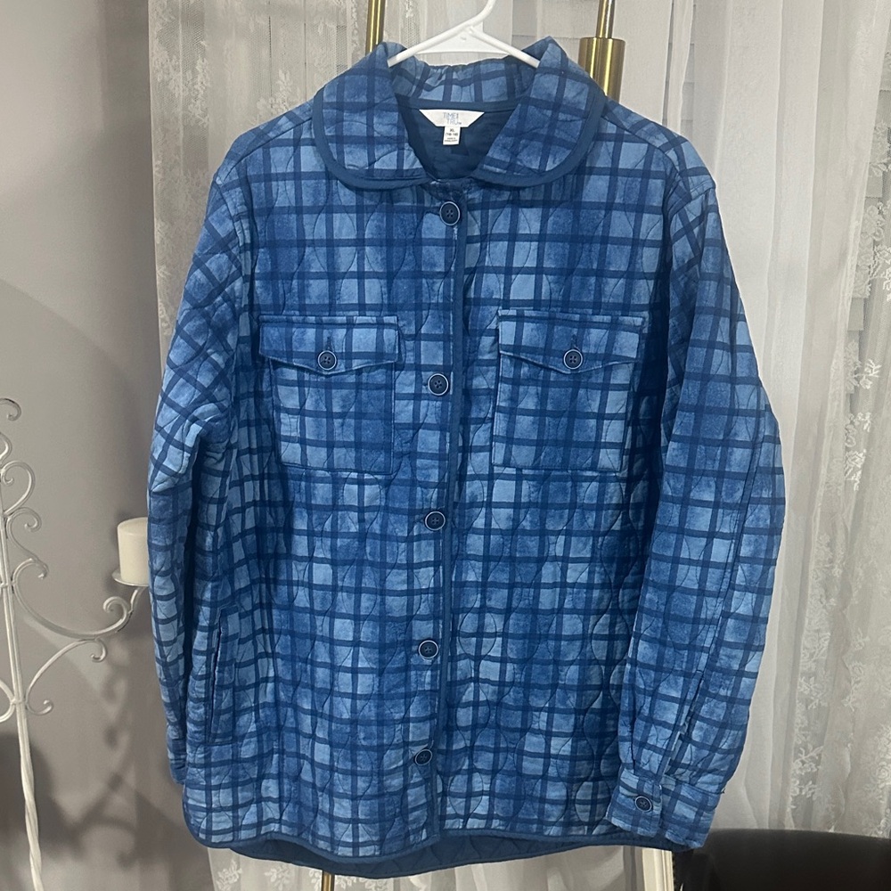 Time and Tru Women's Blue Checkered Jacket